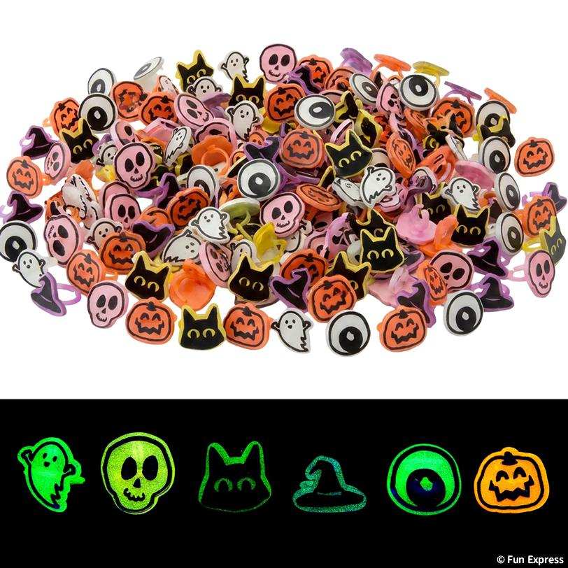 Glow-in-the-Dark Halloween Plastic Rings